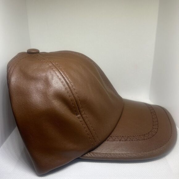Mens PU Leather Adjustable Cap Hat - Picture 3 of 5